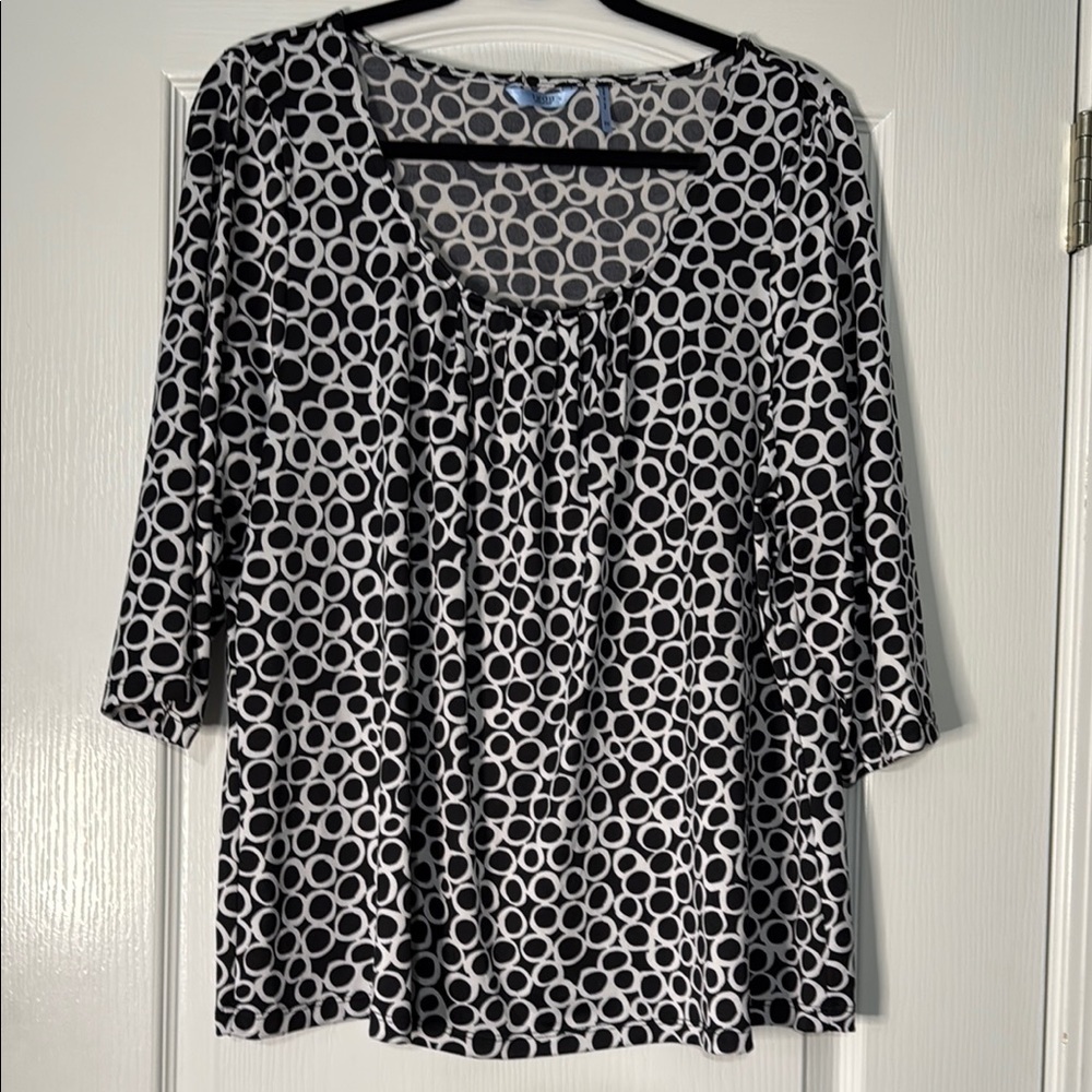 Izod Black and White Patterned Women's Top Women’s Size 2X